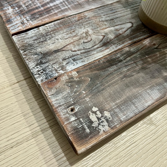 Large Rustic Wood Serving Board Tray Centerpiece-Distressed Torched White - Picture 7 of 11